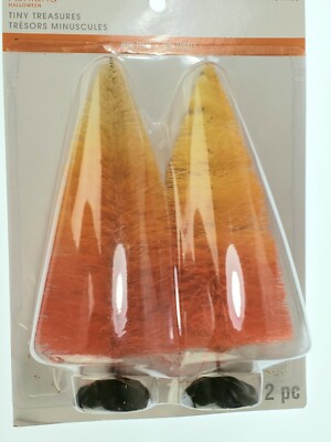 Mini Candy Corn Sisal Halloween Trees-Tiny Treasures-Orange Yellow Bottle Brush