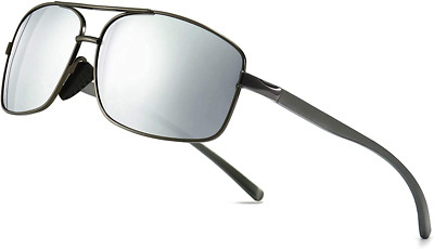 SUNGAIT Gun Metal Frame Silver Lens Ultra Lightweight Polarized Sunglasses UV400
