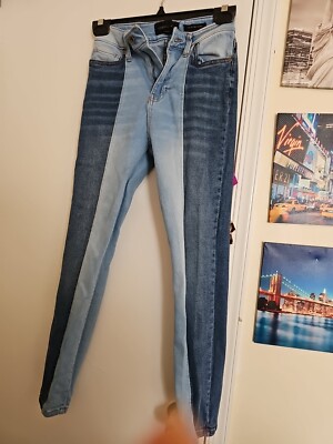 Kendall Kylie Ultra Babe Skinny Mixed Denim High Rise Jeans