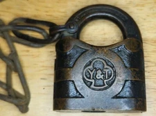 Vintage Padlock YALE Lock With Security Chain #2 X1
