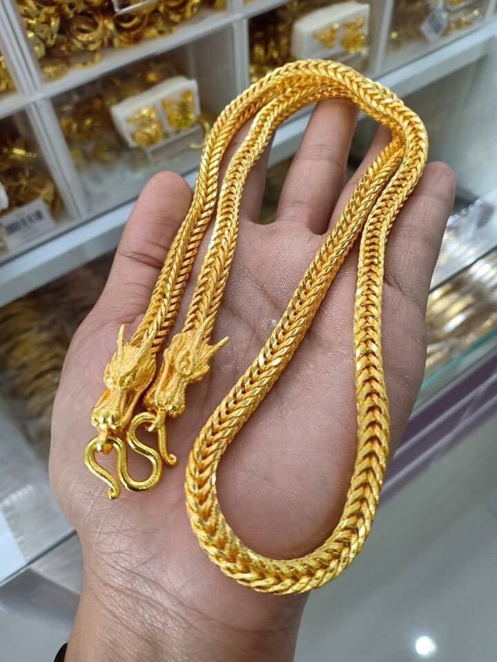 Valentines Gift,thailand Gold Necklace,heart Charm Yellow Gold Plated  Necklace,baht Chain 24k,asia Gold Jewelry,best Thailand Gold,birthday - Etsy