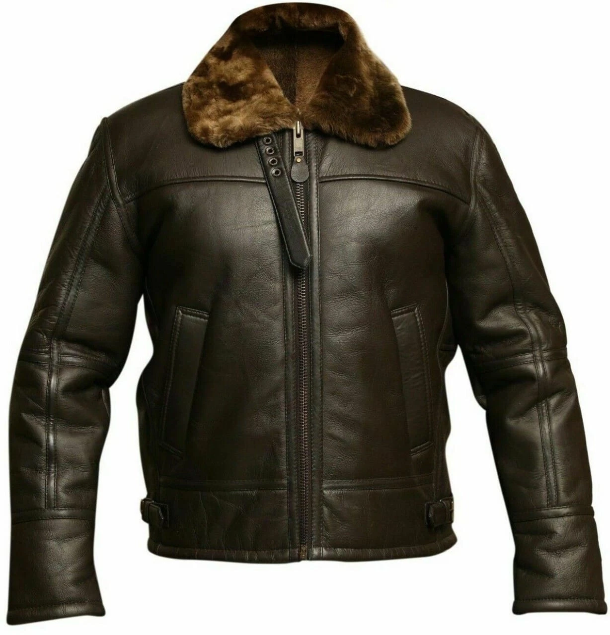 Mens B3 RAF Bomber Aviator Flying Pilot Fur Shearling Real Leather Jacket