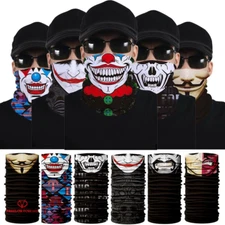 Skull Joker Clown UV Protection Face Mask Neck Gaiter Scarf Windproof Balaclava