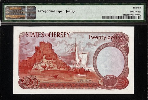 Jersey 20 Pounds QEII LOW Serial 000026 Pick-14b ND (1976-88) GEM UNC PMG 66 EPQ - Picture 3 of 3