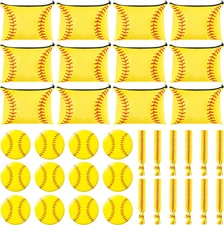 36Pcs Softball Gifts Set with Makeup Bag Compact Mirror Hair Tie, Softball 
