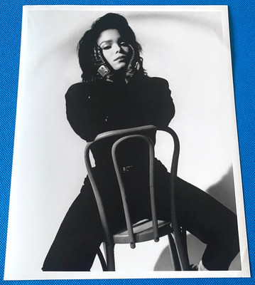 Janet Jackson A&M Records Promo Press Black & White Real Photograph 1990 10''x8''