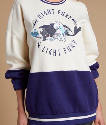 How To Train Your Dragon Toothless & Light Fury Crewneck M Epic   Sweatshirt