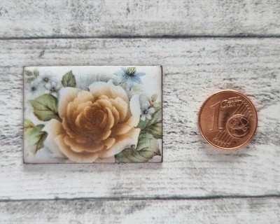 Hippie Rose Emaille Rechteck Glasschiebebild Vintage Blume alt Natur Upcycling