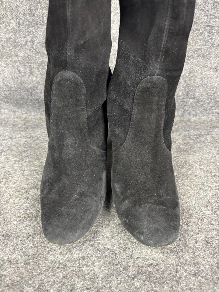 Stuart Weitzman Boots Womens Size 7.5 Black Suede Over The Knee Tall Block Heel - Image 2 of 4