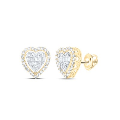 0,47 ctw natürliche Diamant Baguette Herz Ohrstecker 10kt Gelbgold