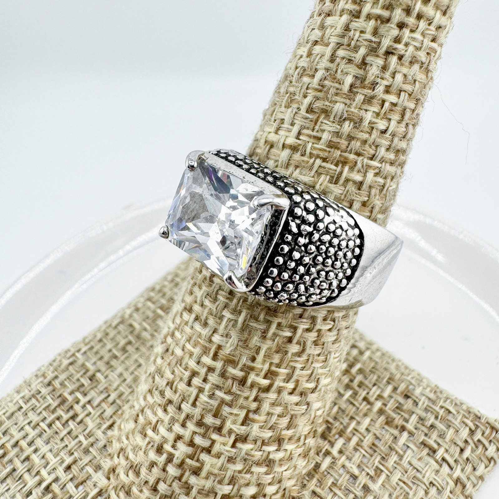 Vintage Textured Rectangle Statement Ring Chunky … - image 4
