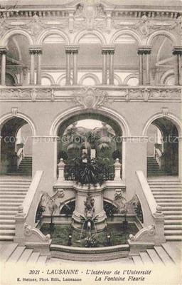 LAUSANNE VD Université Fontaine-Fleurie Treppenhaus Brunnen Palme Innenraum Arka