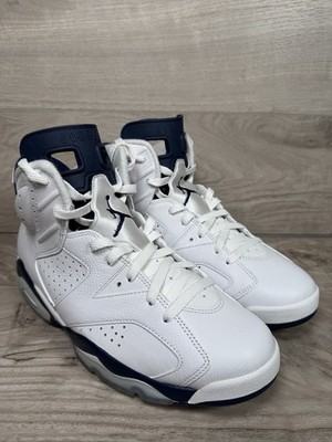 Nike Mens Basketball Shoes Air Jordan 6 CT8529-141 White Navy Leather Size 10.5