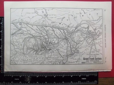 100 JAHRE ALTE 1916 GRAND TRUNK OSTABSCHNITT EISENBAHN SYSTEMKARTE GT RR GESCHICHTE