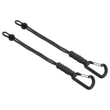 2Pcs Paracord Braided KeyChains with Clip Adjustable Lanyard Black