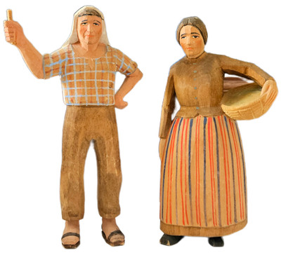 Vintage Hand Carved Huggler-Wyss Swiss Farmer & Peasant - Missing Rake