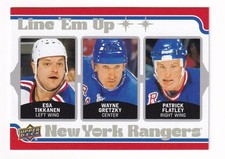 2025-26 UD NY Rangers Centennial Line 'em Up! #LEU-9 Flatley/Gretzky/Tikkanen