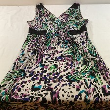 London Style Black/etc Boho Sleeveless Knee-length Stretch Waist Dress Sz 10 J21