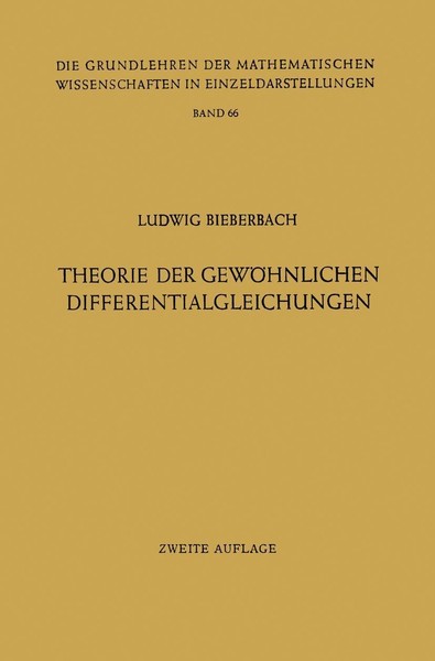 Theorie Der GewöHnlichen Differentialgleichungen Ludwig Bieberbach-image