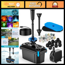 RGB Pond Filter Kit with 660GPH Pump LED Lights - Outdoor Koi Fountain Filter