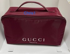 Gucci Beauty Deep Red Makeup Cosmetic Pouch Handle Parfum Bag