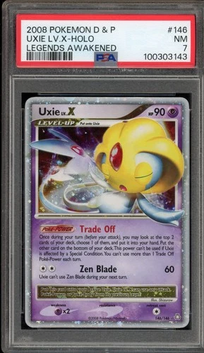 Pokemon Uxie Lv.X Legends Awakened Holo Ultra Rare #146 PSA 7