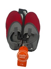 Wonder Nation Boys Girls Water Shoes Size 7/8 Red Grey Aqua Socks Beach Pool