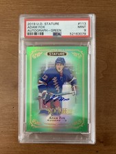 2019 UPPER DECK STATURE NY RANGERS ADAM FOX Rkie #113 GREEN AUTO /85 PSA 9 Pop 5