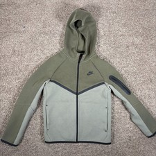 Nike Tech Fleece Full Zip Hoodie Kids Large Olive Green Sage BV5887-222