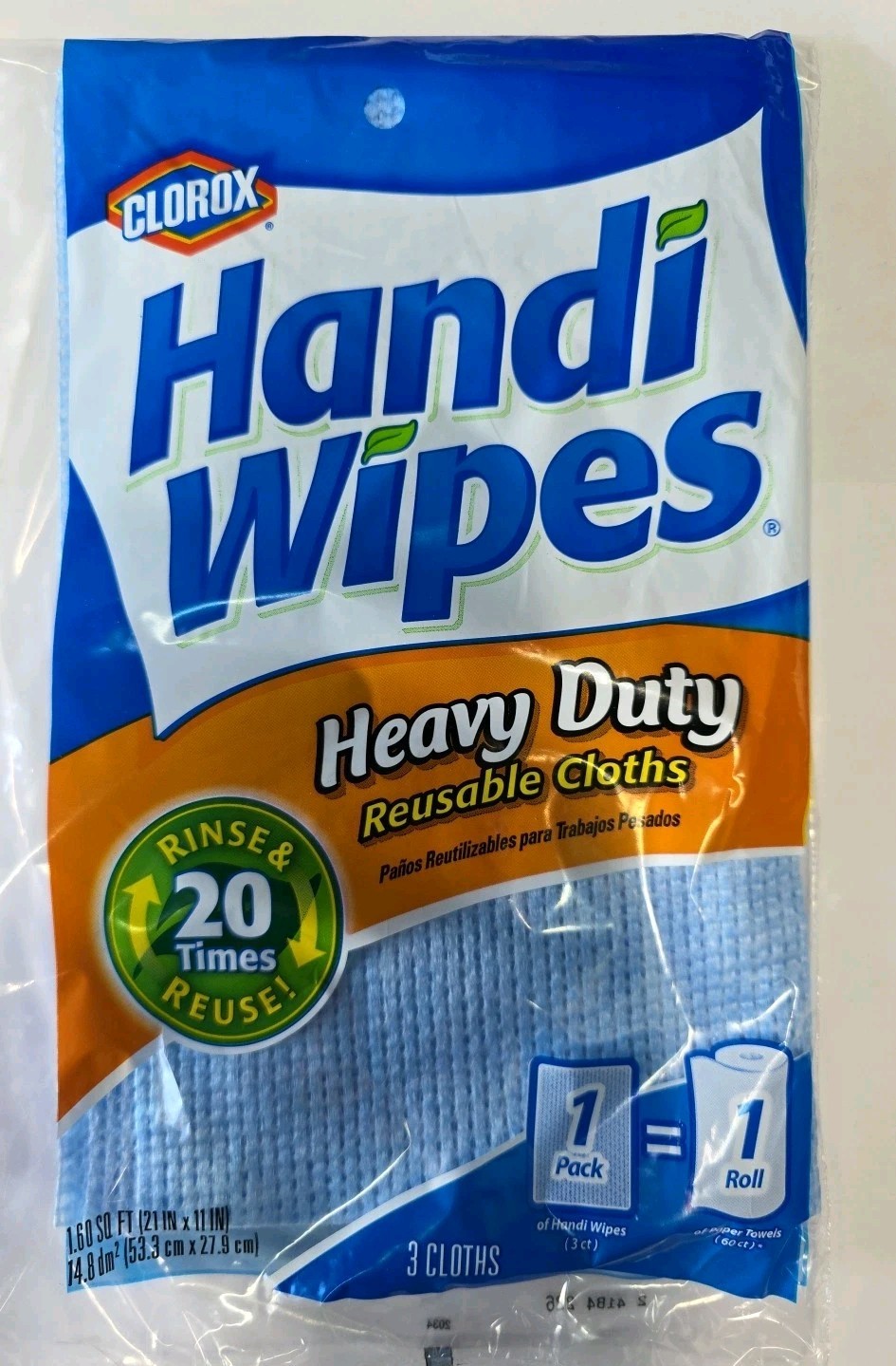 ClOROX HEAVY DUTY HANDI CLEANING 4 BLUE WIPES REUSABLE  4 Pks-12 WIPES