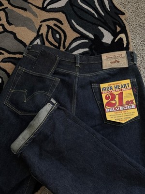 IRON HEART 634S W33 Indigo 21oz Extra Heavy Selvedge Straight Denim Jeans