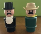 Vintage Fisher-Price Little People WESTERN TOWN ~ COWBOY (Dk Green) & MAYOR #934