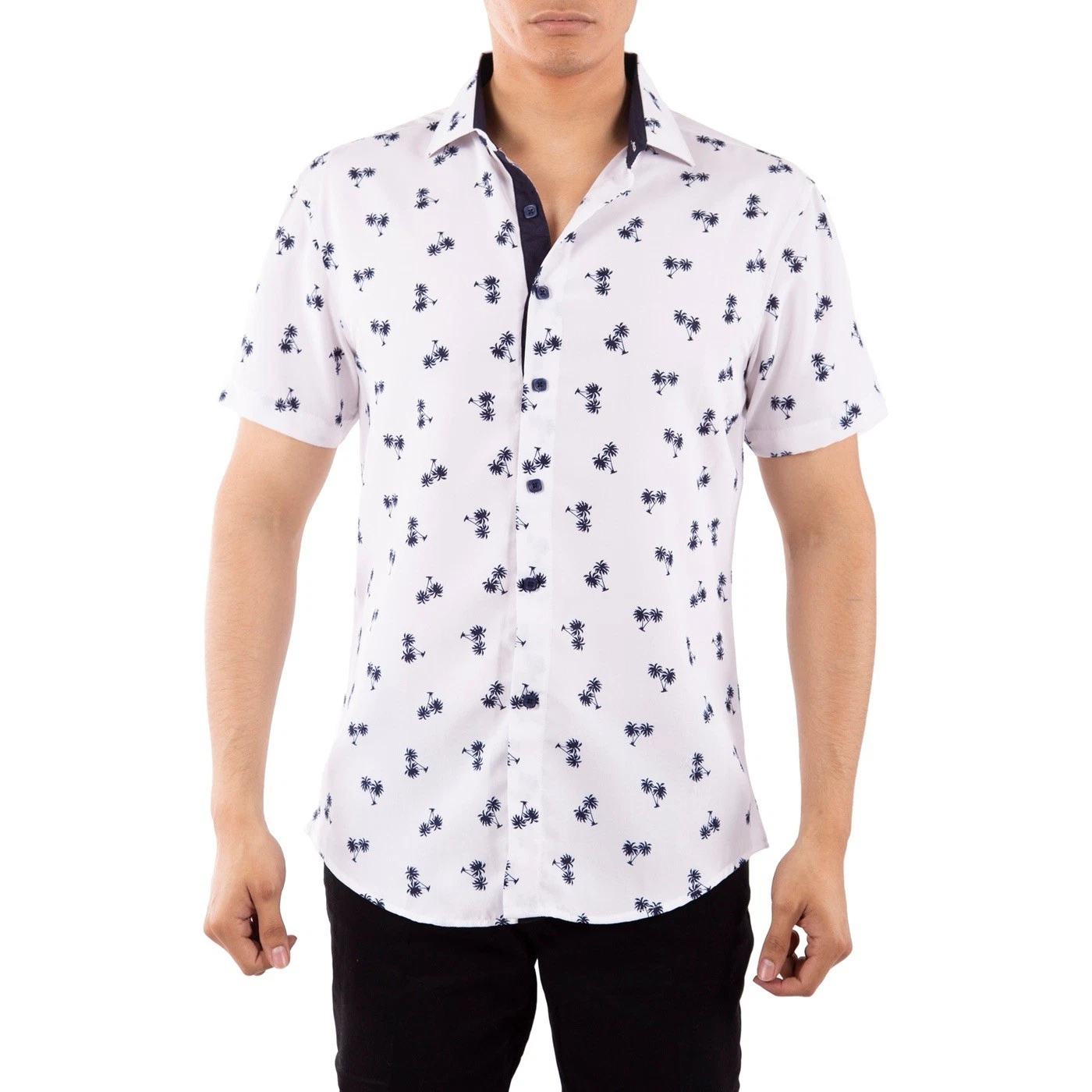 BC Collection Button Down Short Sleeve Palm Tree Shirt NEW Medium