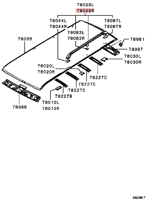 BARRA DE RIEL DE TECHO DERECHO MITSUBISHI MONTERO SPORT K86W MK1 3.0 Foto 4 de 4