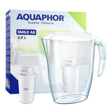 AQUAPHOR Smile Water Filter Jug - 2.9L, Fits Fridge Doors, Lightweight, Space-s