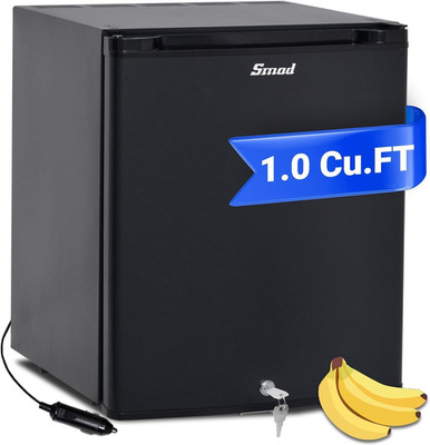 Compact Locking Mini Fridge 1.0 Cu.Ft for RV, Truck, Camping & Boat Use