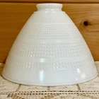 White Milk Glass Torchiere Waffle Grid Pattern Diffuser Lamp Shade 8"W Vtg MCM