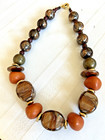 Vintage Brown Art Glass & Peach Necklace — photo 1