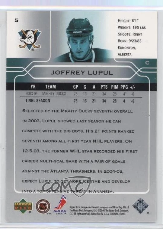 2004-05 Upper Deck Joffrey Lupul #5 - Image 2 of 2