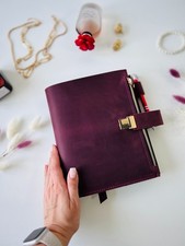 Leather notebook cover A5 binder 6 rings, format A4 and A5 documents.