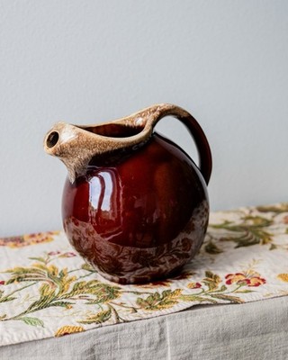 Vintage Hull Pottery Mirror Brown Ice Jug | House 'n Garden Oven Proof USA