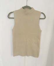 Halston Heritage Beige Sleeveless knit Top MED