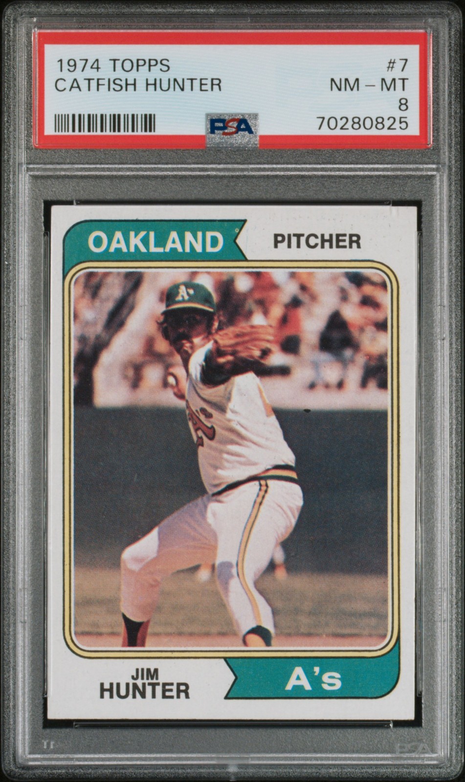 1974 Topps #7 Catfish Hunter - Set Break! PSA 8