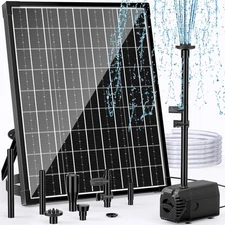 Solar Pond Pump, 30W Solar Water Pump 430GPH Flow Adjustable, Solar Fountain ...