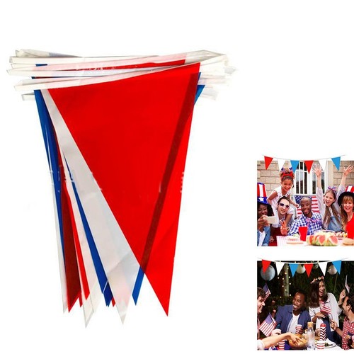 18M Red White And Blue Tri-Coloured Flags Triangular String Flags Coloured Flags - Bild 22 von 22