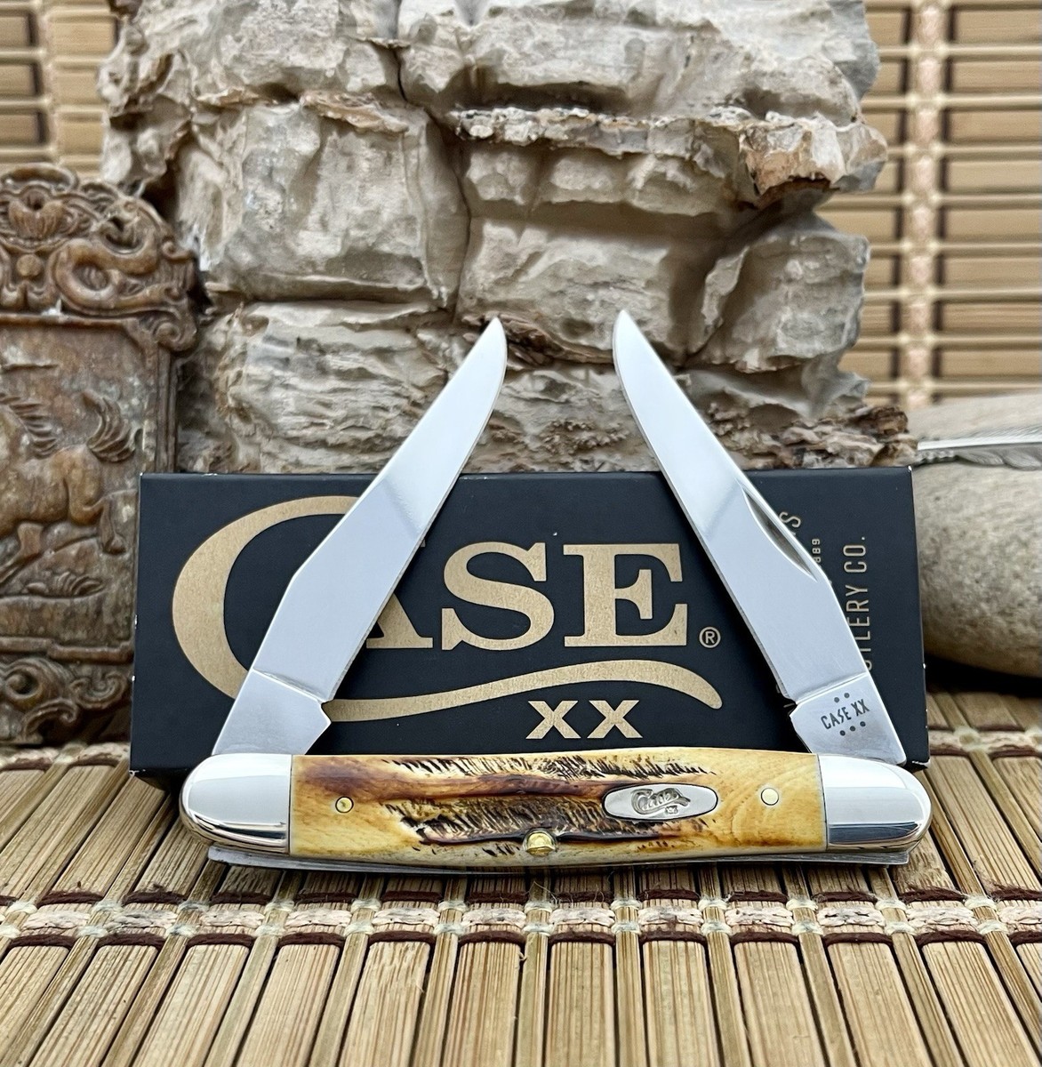 Case XX USA 2025 6.5 Burnt Bone Stag 65346 Stainless Muskrat