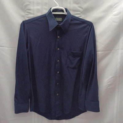 Arrow Button Down Shirt Mens 16-35 Navy Blue All Seasons Texturized Polyester - Image 1 of 4