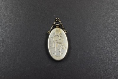 antikes Flakon, Parfumflakon mit Monogramm versilbert, Jugendstil um 1910