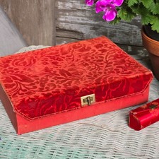 Authentic Vintage Elsa Schiaparelli Luxury Presentation Case Devore Red Velvet