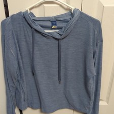 Old Navy Breathe On Go-Dry Blue Pullover Hoodie Drawstring Crew Neck Women's M